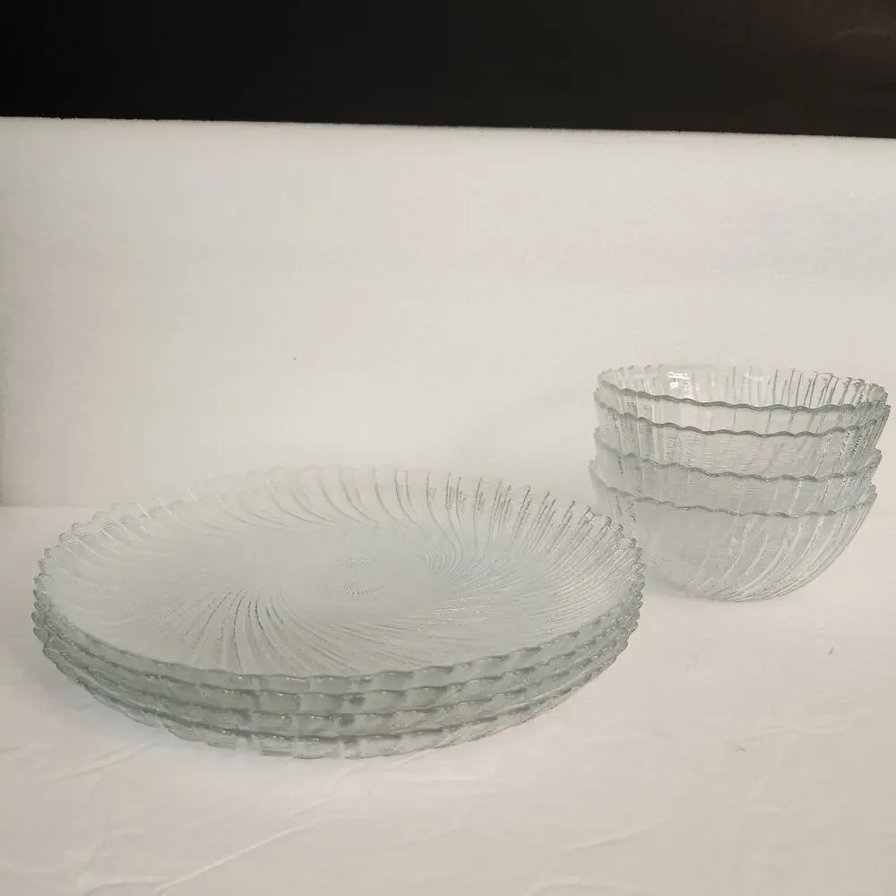 Set of 8pcs Arcoroc France Seabreeze (4) 10” Dinner Plates (4) 5